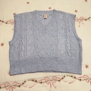 Sincerely Jules Blue Knit Sweater Vest V Neck Size Large NWOT